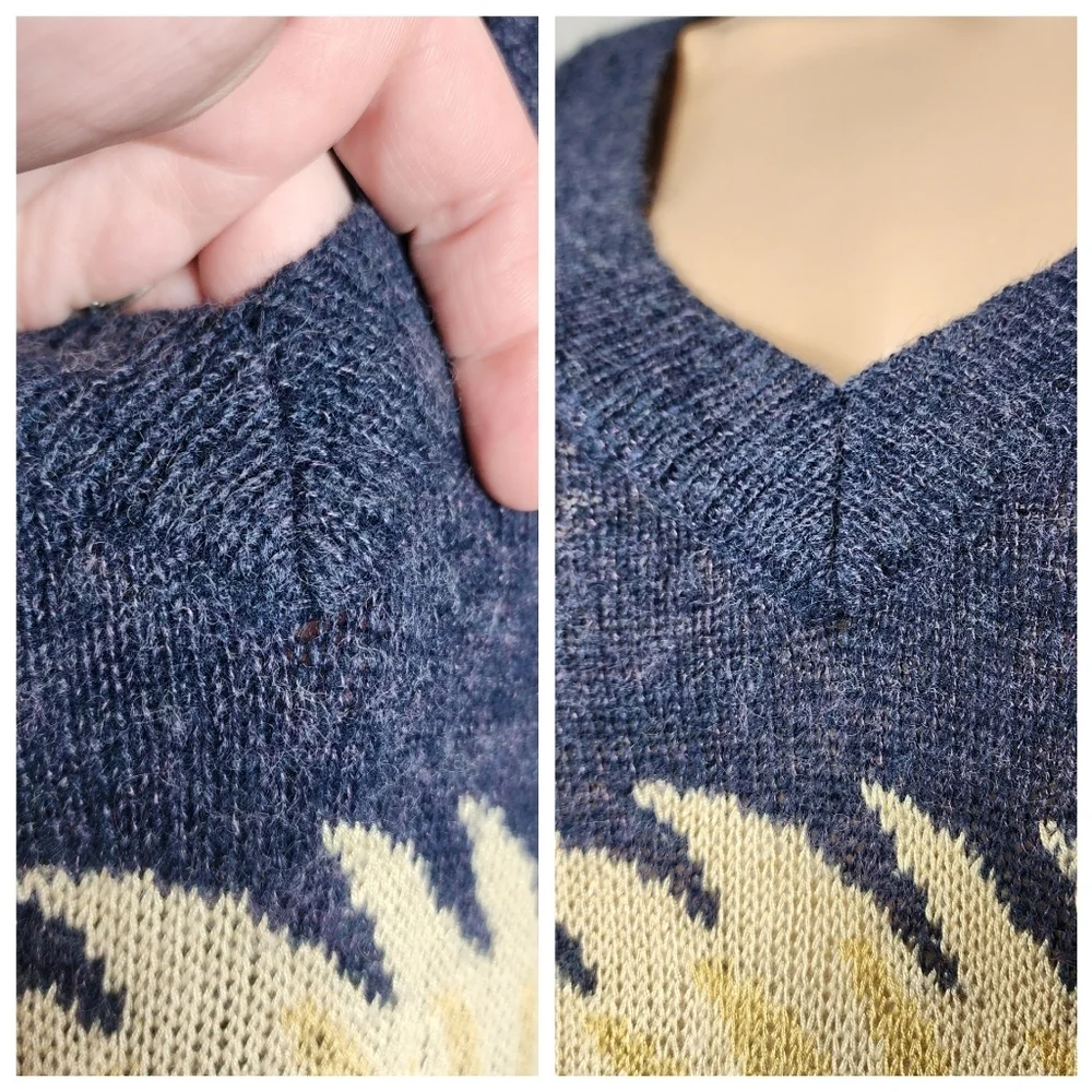 Wildfox‎ oversized wool-blend blue lion lightweight knit sweater XS